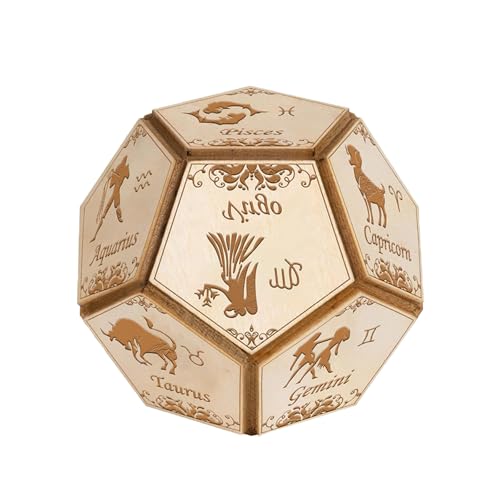 Premium astrologische Würfel mit 12 Gesichtern, handgefertigt, 12-seitig, leicht, für Erwachsenen-Spiel und Bildungsaktivitäten, gravierte Sternzeichensymbole von Dasbsug