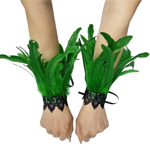 1 Paar Manschetten Federn, Blaue Feather Bracelet, Damen Kostüme Manschetten, Frauen Kostümzubehör Federarmband für Faschingsball, Karneval Armbänder Maskeraden Zubehör zum Cosplay Spiel Party von Dasongff