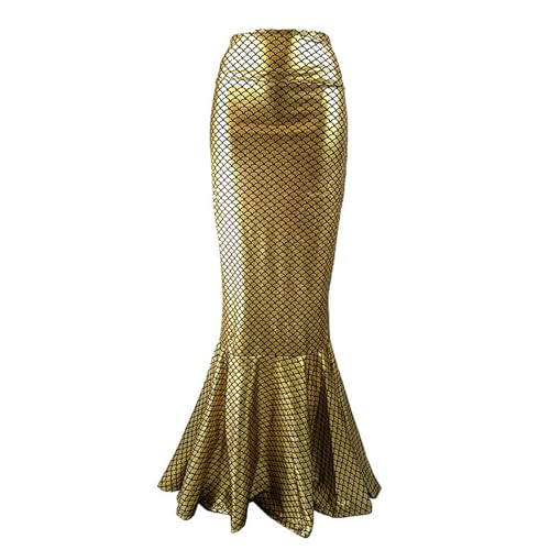 Dasongff Damen Meerjungfrauen Rock Glitzer Pailletten WickelrockTüllrock Fischschwanz Lustige Maxirock für Karneval Kostüm Prom Abendkleid Prinzessin Cosplay Party Halloween Skirt von Dasongff