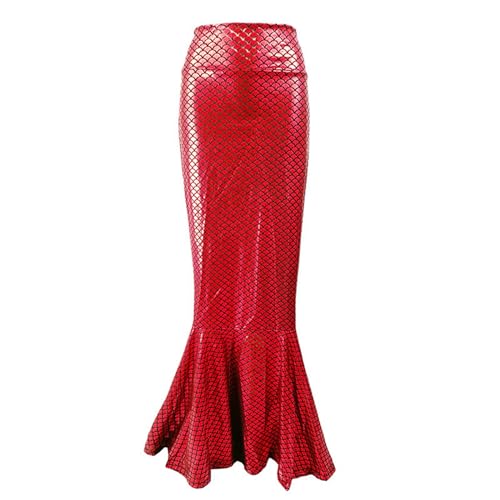 Dasongff Damen Meerjungfrauen Rock Glitzer Pailletten WickelrockTüllrock Fischschwanz Lustige Maxirock für Karneval Kostüm Prom Abendkleid Prinzessin Cosplay Party Halloween Skirt von Dasongff