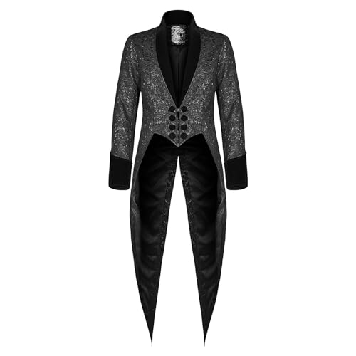 Dasongff Steampunk KostüM Herren, Gothic Long Coat,Frack Mantel Retro Jacke Barock Punk Kleidung Vintage Viktorianischen Langer Cosplay Kostüm Uniform Mittelalterlich Steampunk Smoking Jacke von Dasongff