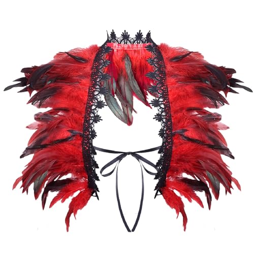 Federn Schwarz Gothic, Maleficent Kostüm Damen, Schwarzer Federumhang, zum Halloween Karneval Masquerade Cosplay Federkragen, Gothic Feder Achselzucken Schalkragen Kostüm Karneval Federumhang Kostüm von Dasongff