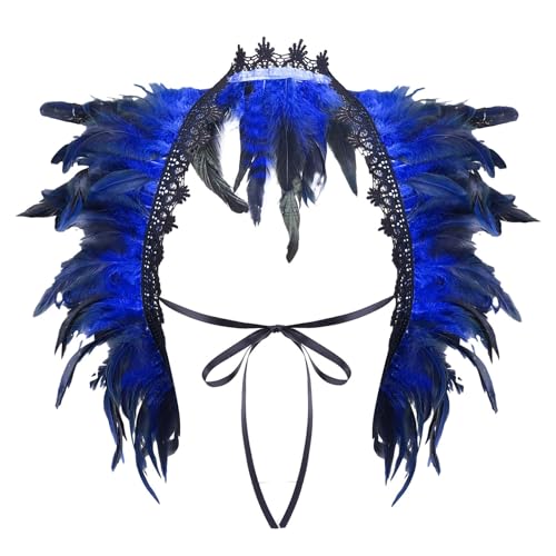 Federn Schwarz Gothic, Maleficent Kostüm Damen, Schwarzer Federumhang, zum Halloween Karneval Masquerade Cosplay Federkragen, Gothic Feder Achselzucken Schalkragen Kostüm Karneval Federumhang Kostüm von Dasongff
