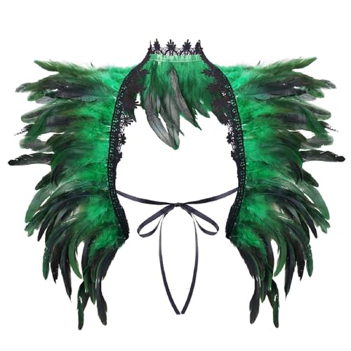 Federn Schwarz Gothic, Maleficent Kostüm Damen, Schwarzer Federumhang, zum Halloween Karneval Masquerade Cosplay Federkragen, Gothic Feder Achselzucken Schalkragen Kostüm Karneval Federumhang Kostüm von Dasongff