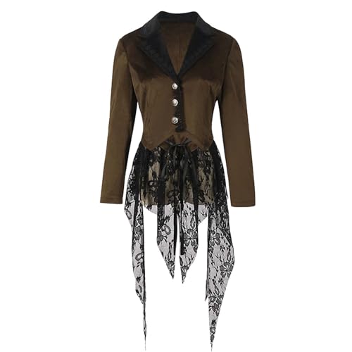 Gothic KostüM Damen, Gothic Kleidung Damen，Winter Mäntel Vintage Steampunk Jacke Frauen Karneval Kostüm Mittelalter Winterjacke Viktorianischen Cosplay Kostüm Smoking Uniform Fashing Smoking Kostüm von Dasongff