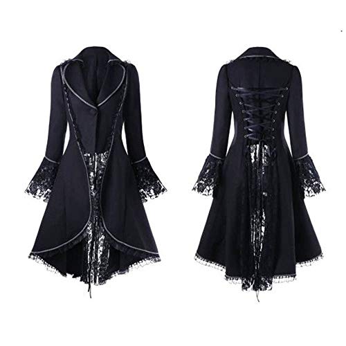 Gothic Mantel Damen, Gothic Kleidung Damen Winter Mäntel Vintage Steampunk Jacke Frauen Kostüm Mittelalter Viktorianischen Cosplay Kostüm Smoking Uniform Einfarbig Frack Wintermantel von Dasongff