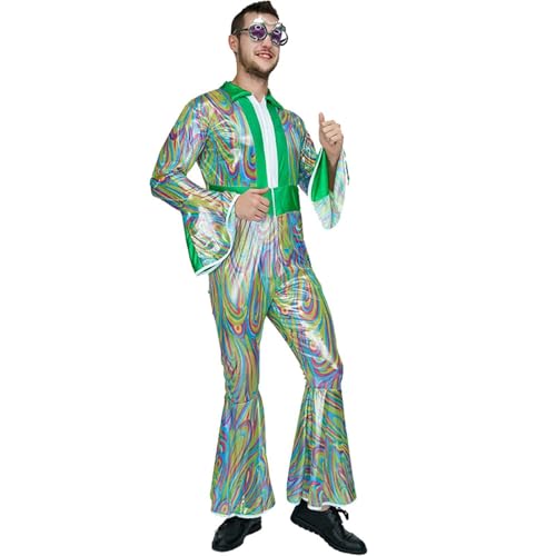 Party Fashion - Kostüm 70er Jahre Anzug, Kostüm 80s Tracksuit Disco Jacke Und Hose 60er 70er Jahre Retro Outfit Männer 80s 90s Retro Anzug Jogging Anzug Unisex Faschingskostüme Karneval Cosplay von Dasongff