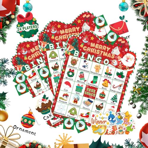 Davivian Christmas Bingo Spiel,Kinder Weihnachtsbingo Partyspiel Brettspiel | Interaktives Aktivitätenset für Familien Schule Feiern Reisen Kindergeburtstag Indoor Outdoor Davivian Christmas Bingo Spiel,Kinder Weihnachtsbingo Partyspiel Brettspiel | Interaktives Aktivitätenset für Familien Schule Feiern Reisen Kindergeburtstag Indoor Outdoor von Davivian