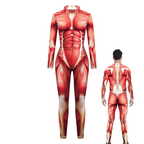 Davivian Herren Muskelkörper Halloween Anzug,Herren Halloween Body Suit Mit Muskelaufdruck Skinny Catsuit Ganzkörper Anzug | Ganzkörper Catsuit Für Verkleidungspartys Karneval Cosplay von Davivian