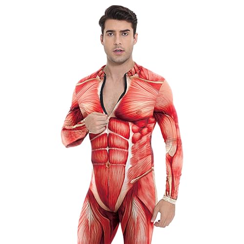 Davivian Herren Muskelkörper Halloween Anzug,Muskeldruck Cosplay Ganzkörperanzug Karneval Kostüm Halloween Einteiler - Ganzkörper Catsuit Für Verkleidungspartys Karneval Cosplay Davivian Herren Muskelkörper Halloween Anzug,Muskeldruck Cosplay Ganzkörperanzug Karneval Kostüm Halloween Einteiler - Ganzkörper Catsuit Für Verkleidungspartys Karneval Cosplay von Davivian
