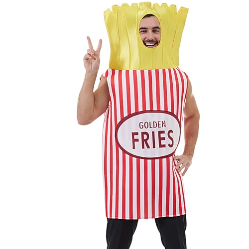Davivian Pommes Kostüm Erwachsene - Fast Food Outfit,Lustiges Fastfood Kostüm Karneval Fasching Halloween Outfit Für Erwachsene Rollenspielpartys Feiern von Davivian
