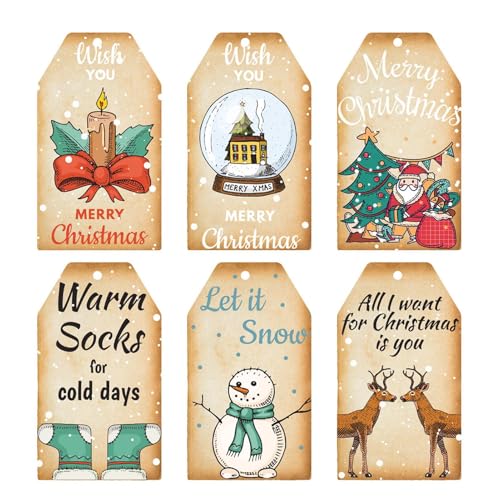 Davivian Weihnachtsanhänger mit Schnur,Weihnachtsgeschenkanhänger mit Schnur, 60 Stück Weihnachtsanhänger Dekoration Weihnachtsbaumschmuck, Weihnachts-Cartoon-Etiketten, Weihnachtsbänder für Davivian Weihnachtsanhänger mit Schnur,Weihnachtsgeschenkanhänger mit Schnur, 60 Stück Weihnachtsanhänger Dekoration Weihnachtsbaumschmuck, Weihnachts-Cartoon-Etiketten, Weihnachtsbänder für von Davivian