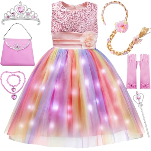 Davvew LED Leuchtendes Mädchen Prinzessin Kleid, Kinder Prinzessin Kostüm für Karneval Party Cosplay Verkleidung Halloween Fest Geburtstag, mit Zubehör Krone Zauberstab Davvew LED Leuchtendes Mädchen Prinzessin Kleid, Kinder Prinzessin Kostüm für Karneval Party Cosplay Verkleidung Halloween Fest Geburtstag, mit Zubehör Krone Zauberstab von Davvew