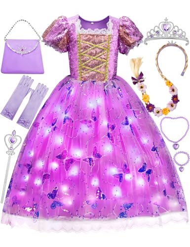 Davvew Mädchen Prinzessin Kleid, LED Leuchtendes Kostüm Kleid Kinder Dress Halloween Verkleidung Fee Märchen Verkleiden Party Geburtstag Lila Ballkleid Hochzeit Davvew Mädchen Prinzessin Kleid, LED Leuchtendes Kostüm Kleid Kinder Dress Halloween Verkleidung Fee Märchen Verkleiden Party Geburtstag Lila Ballkleid Hochzeit von Davvew
