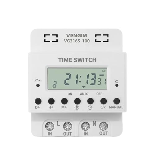 Dawesncy Digitale Zeitschaltuhr, wöchentlich programmierbar, 60 A, 80 A, 100 A, 220 V, 7 Tage, mit Relais und DIN-Schienenmontage (100 A) (80 A) von Dawesncy
