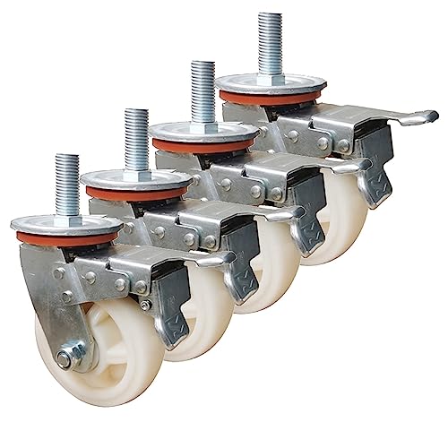 Rollen mit M20-Gewindestange, 4/5/6 Zoll Nylon-Rollen, Lenkrollen mit Bremse, robuste Schaftrollen, 4 Stück (Farbe: 5 Zoll, Größe: M20 x 100) (4 Zoll, M20 x 100) von Dawesncy