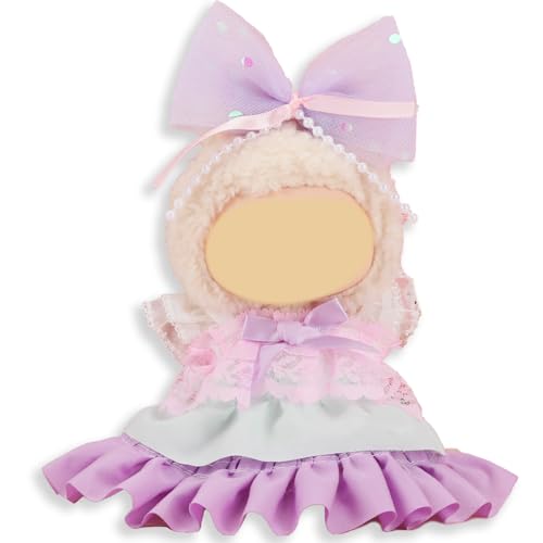 Lila Puppenkleidung für Labubu, 17 cm Puppen-Outfit-Set mit Schleife, luxuriöser schicker Stil, High-End-Mode, geeignetes Puppenzubehör (keine Puppe) von Dawnarriv