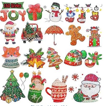 Dawumin 16 Blätter Weihnachtskinder Aufkleber Bastel Set, DIY Sticker Weihnachtsbaum Lebkuchenmann Schneemann Rentier, (140pcs) von Dawumin