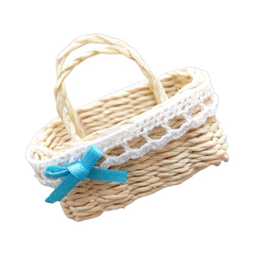 Dawutocap 1/12 Skala Miniatur Gewebter Korb Für Puppenhäuser Sammler Wickerwork Punnet Dollhouses Accessoire Small Woven Korb von Dawutocap