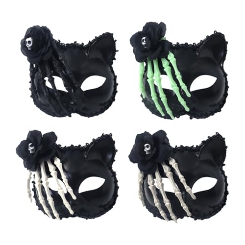 Dawutocap 4 Stück Rose Skelette Hand für jeden Hauttyp Mode Accessoire für ungleichmäßigen Ton und Trockenheit Party von Dawutocap