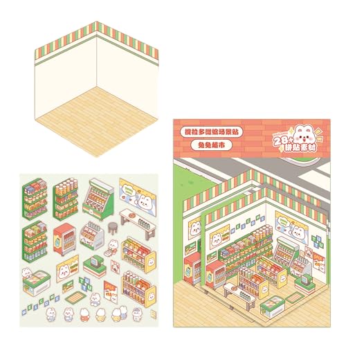 Dawutocap Cartoon Miniaturszene 3D Landschaftsgestaltung Aufkleber Supermarkt Szenenaufkleber Lustige Miniatur Szenenaufkleber Mit 3D Effekt Dawutocap Cartoon Miniaturszene 3D Landschaftsgestaltung Aufkleber Supermarkt Szenenaufkleber Lustige Miniatur Szenenaufkleber Mit 3D Effekt von Dawutocap