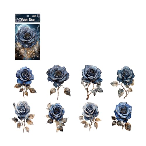 Dawutocap Packung Von 8 Feen Rosenaufklebern Für Scrapbooking Ästhetik Briefpapierversorgungen Rose Abziehbilder PVC Zum Handwerk von Dawutocap