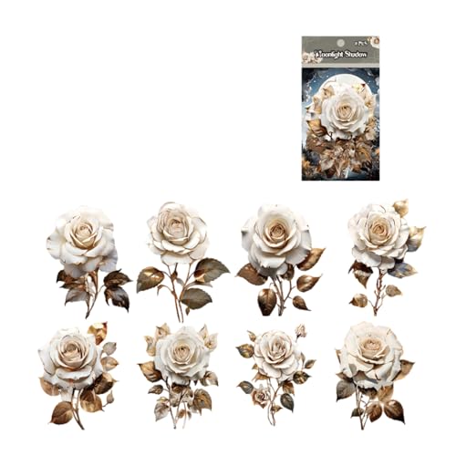 Dawutocap Packung Von 8 Feen Rosenaufklebern Für Scrapbooking Ästhetik Briefpapierversorgungen Rose Abziehbilder PVC Zum Handwerk Dawutocap Packung Von 8 Feen Rosenaufklebern Für Scrapbooking Ästhetik Briefpapierversorgungen Rose Abziehbilder PVC Zum Handwerk von Dawutocap