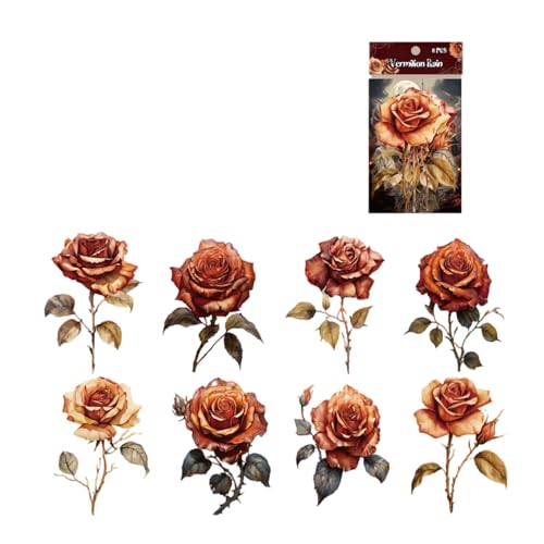 Dawutocap Packung Von 8 Feen Rosenaufklebern Für Scrapbooking Ästhetik Briefpapierversorgungen Rose Abziehbilder PVC Zum Handwerk Dawutocap Packung Von 8 Feen Rosenaufklebern Für Scrapbooking Ästhetik Briefpapierversorgungen Rose Abziehbilder PVC Zum Handwerk von Dawutocap