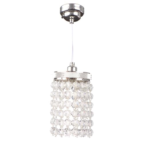 Dawutocap Puppenhausbeleuchtung Kristall Kronleuchter LED Energieeinsparung 1/12 Puppenhaus Dekoration Handwerksmodell Projekt Display Accessoire Kristall Anhänger Licht von Dawutocap