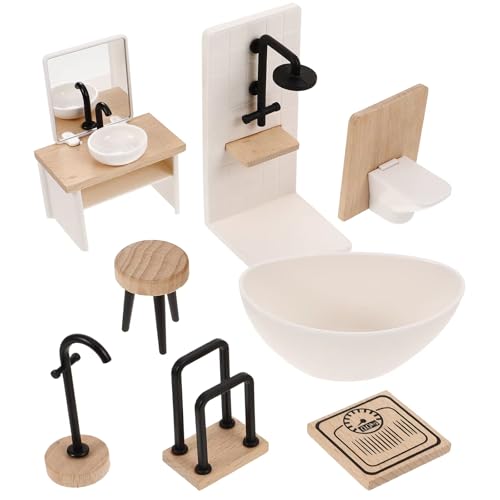 Mehrzweck 8 Stück Dollhouses Badezimmer Set 1 12 Skalierende Handwerk Von Keramik Und Holz Für Kreatives Spielen Und Display von Dawutocap