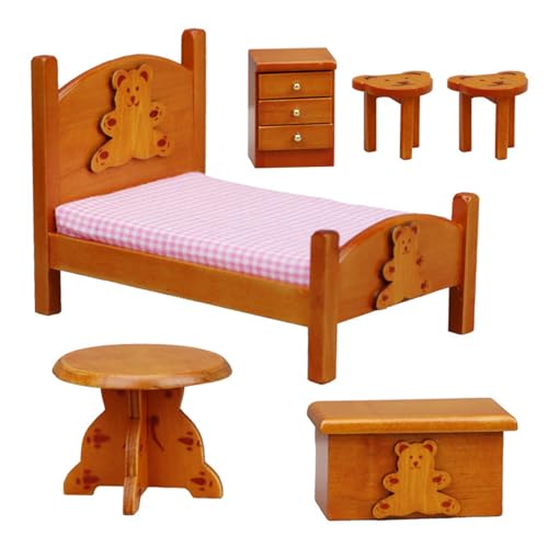 Miniaturpuppenhäuser Tischstuhl Bettmöbel Set Realistic Schlafzimmer Accessoires Für Kreatives Spiel Und Sammler Miniaturpuppenhäuser Tischstuhl Bettmöbel Set Realistic Schlafzimmer Accessoires Für Kreatives Spiel Und Sammler von Dawutocap