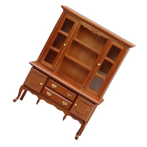 Vintage Dollhouses Accessoire 1/12 Miniatur Bücherregal Mit Arbeitstür Und Schubladen Für Dollhouses Collectible Toy Zeigen von Dawutocap