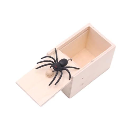 Dawwoti Trickspielzeug, Streichspielzeug, Spinne in Box, Streich Spinne Scare Box, Spinne Streich-Box, Spinne ÜBerraschung Streich Holz Angst Box Für Erwachsene Kinder (Schwarz) von Dawwoti