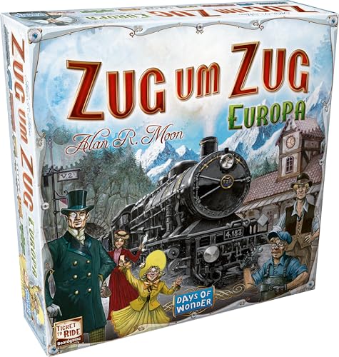 Asmodee, Zug um Zug – Europa, Days of Wonder, Grundspiel, Familienspiel, Brettspiel, 2-5 Spieler, ab 8+ Jahren, 30-60 Minuten, Deutsch von Asmodee