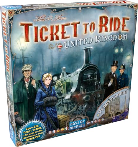 Days of Wonder, Zug um Zug – UK + Pennsylvania, Map-Erweiterung, Familienspiel, Brettspiel, 2-5 Spieler, Ab 8+ Jahren, 45+ Minuten, Deutsch, Mehrsprachig Days of Wonder, Zug um Zug – UK + Pennsylvania, Map-Erweiterung, Familienspiel, Brettspiel, 2-5 Spieler, Ab 8+ Jahren, 45+ Minuten, Deutsch, Mehrsprachig von Days of Wonder
