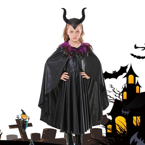 Dayysiuy Böse Königin veren sich - Kostüm für Mädchen für Halloween Cosplay - Böse Hexe Kostüm, Cosplay Kinder mit Hornumhang Outfit für Halloween Party Dayysiuy Böse Königin veren sich - Kostüm für Mädchen für Halloween Cosplay - Böse Hexe Kostüm, Cosplay Kinder mit Hornumhang Outfit für Halloween Party von Dayysiuy