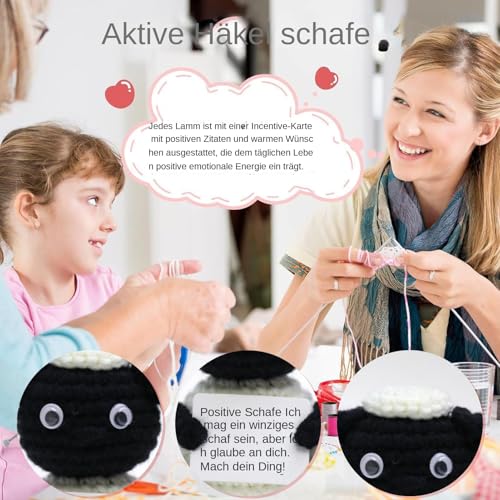 Dayysiuy Emotionale Häkeltiere | Handgemachte Positive Häkelschafe,Dekorative Tischdekoration für Erwachsene Meditation Geburtstag Kinder Jugendliche Schüler Kollegen Freunde Bürofotos von Dayysiuy