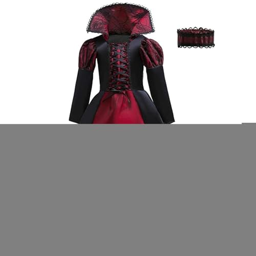 Dayysiuy Vampir für Mädchen | Halloween Königliches Vampir Kostüm Set für Kinder,Gruselig Schaurig Outfit Party Schule Geisterhaus Cosplay Karneval von Dayysiuy