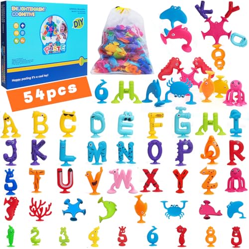 Dazhtu Saugnapf Spielzeug Kinder,54 Stück Montessori Spielzeug,Badewannenspielzeug,Sensorisches Sauger Spielzeug,Sucker Toys Darts,Reise Spielzeug,Silikon Sauger Spielzeug für 3+ Jahre Jungen Mädchen Dazhtu Saugnapf Spielzeug Kinder,54 Stück Montessori Spielzeug,Badewannenspielzeug,Sensorisches Sauger Spielzeug,Sucker Toys Darts,Reise Spielzeug,Silikon Sauger Spielzeug für 3+ Jahre Jungen Mädchen von Dazhtu