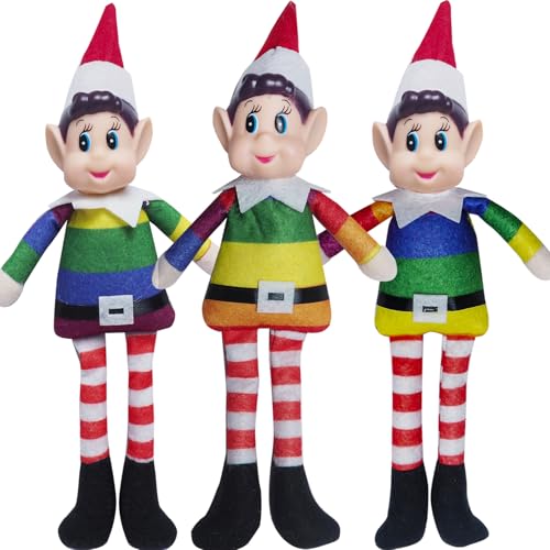 Dazhtu Weihnachtself 3er Set Vinyl Faced Naughty Elf Doll Elfie Jungen Elvie Mädchen mit Beinen, weichem Körper und Vinylkopf, langbeiniges weiches Plüschtier(26cm Dazhtu Weihnachtself 3er Set Vinyl Faced Naughty Elf Doll Elfie Jungen Elvie Mädchen mit Beinen, weichem Körper und Vinylkopf, langbeiniges weiches Plüschtier(26cm von Dazhtu