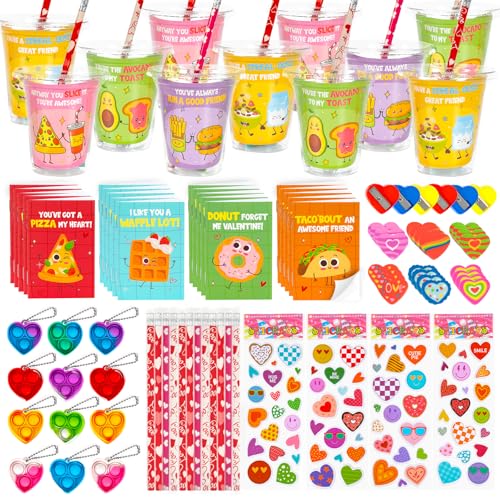 DAZONGE 24 Stück Valentinstagsgeschenke für Kinder, Valentinstags-Schreibwaren-Set mit Bleistift, Notizbuch, Pop-Herz, Schlüsselanhänger, Aufkleber, Radiergummi, Spitzer, Valentinstagskarten für DAZONGE 24 Stück Valentinstagsgeschenke für Kinder, Valentinstags-Schreibwaren-Set mit Bleistift, Notizbuch, Pop-Herz, Schlüsselanhänger, Aufkleber, Radiergummi, Spitzer, Valentinstagskarten für von Dazonge