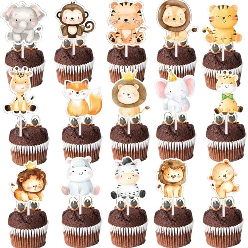 DazzJoy 34 Stück Tiere Tortendeko Kinder, Dschungel Deko Geburtstag Kuchendeko Junge, Safari Cupcake Topper, Waldtiere Kuchen Deko, Löwen Muffin Deko für Party, Baby Shower DazzJoy 34 Stück Tiere Tortendeko Kinder, Dschungel Deko Geburtstag Kuchendeko Junge, Safari Cupcake Topper, Waldtiere Kuchen Deko, Löwen Muffin Deko für Party, Baby Shower von Dazzjoy