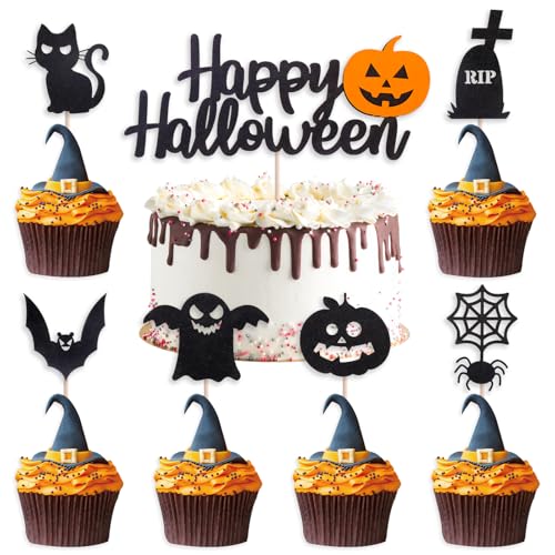 DazzJoy Happy Halloween Cake Topper,Glitzer Halloween Deko,7 Stück Halloween Tortendeko,Fledermaus Muffin Deko,Halloween Cupcake Toppers Grabstein,Halloween Party Deko Ghost,Halloween Kuchendeko DazzJoy Happy Halloween Cake Topper,Glitzer Halloween Deko,7 Stück Halloween Tortendeko,Fledermaus Muffin Deko,Halloween Cupcake Toppers Grabstein,Halloween Party Deko Ghost,Halloween Kuchendeko von Dazzjoy