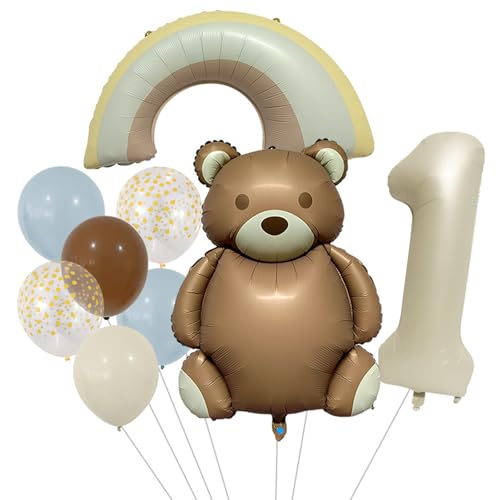 DazzJoy Bär Geburtstagsdeko 1 Jahr Junge, Bären Luftballon Deko 1. Geburtstag Junge Mädchen, Bär Ballon 1 Geburtstag Junge, 1 Jahr Geburtstage Junge, Deko Kindergeburtstag 1 Jahre Jungen von Dazzjoy