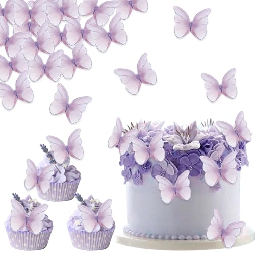 DazzJoy Essbare Schmetterlinge für Torte, 48 Stück Tortendeko Hochzeit, Lila Schmetterling Deko, Esspapier Schmetterlinge für Geburtstag, Kuchen Deko, Mädchen DazzJoy Essbare Schmetterlinge für Torte, 48 Stück Tortendeko Hochzeit, Lila Schmetterling Deko, Esspapier Schmetterlinge für Geburtstag, Kuchen Deko, Mädchen von Dazzjoy