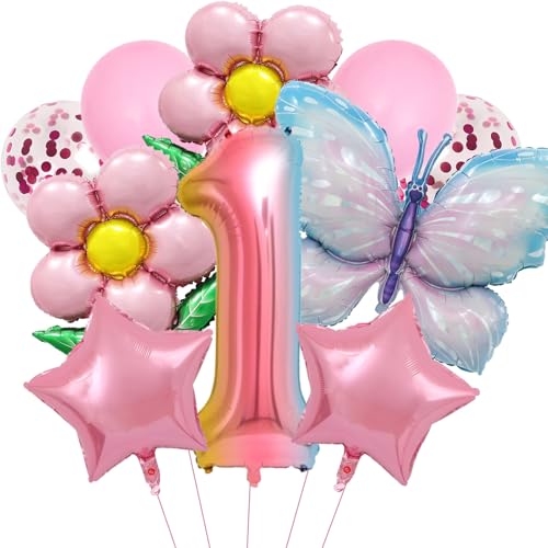 DazzJoy Schmetterlinge Deko 1. Geburtstag Mädchen - Luftballon, Folienballon, Schmetterling Geburtstagsdeko für Erster Geburtstag DazzJoy Schmetterlinge Deko 1. Geburtstag Mädchen - Luftballon, Folienballon, Schmetterling Geburtstagsdeko für Erster Geburtstag von Dazzjoy