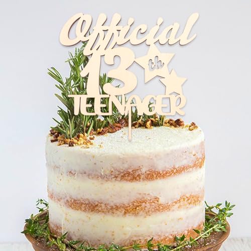 DazzJoy Holz Tortendeko 13 Geburtstag Mädchen,Holz Cake Topper 13 Geburtstag Jungen,Official Teenager 13 Tortendeko,Torten Deko 13. Geburtstag,Kuchen Deko 13 Geburtstag Teenager Junge von Dazzjoy