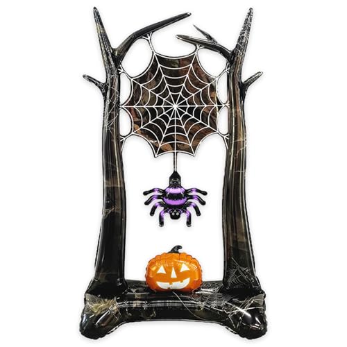 DazzJoy Halloween Folienballon Kürbis Spinne Stehend, XXL Halloween Deko Luftballon, Stehender Kürbis Spinne Halloween Ballon Horror Deko, Halloween Deko Outdoor Garten, Halloween Party Dekoration von Dazzjoy
