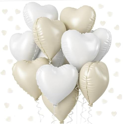 DazzJoy Herzluftballons Hochzeit Deko, 20 Stück 18 Zoll Herz Luftballon Hochzeit Creme und Weiß, Herzballons Folienballon Hochzeitsdeko, Herz Helium Ballon Hochzeit für Standesamt, Valentinstag Deko DazzJoy Herzluftballons Hochzeit Deko, 20 Stück 18 Zoll Herz Luftballon Hochzeit Creme und Weiß, Herzballons Folienballon Hochzeitsdeko, Herz Helium Ballon Hochzeit für Standesamt, Valentinstag Deko von Dazzjoy