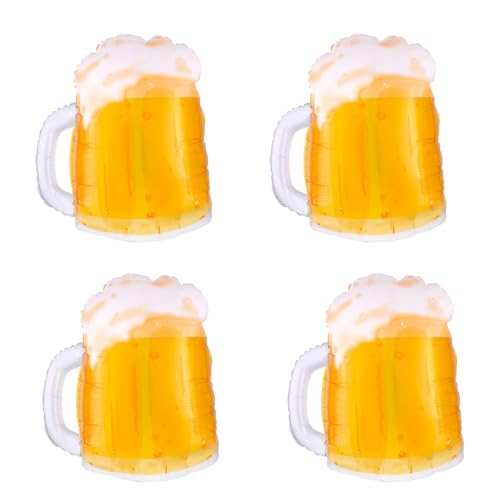 DazzJoy 4 Stück Bier Luftballons Geburtstag, XXL Bierglas Luftballon, Oktoberfest Deko Set Helium Ballon, Bier Deko Ballons Bayrische Deko, Bier Folienballon für Oktoberfest 2024 Deko, Bar Party Deko von Dazzjoy